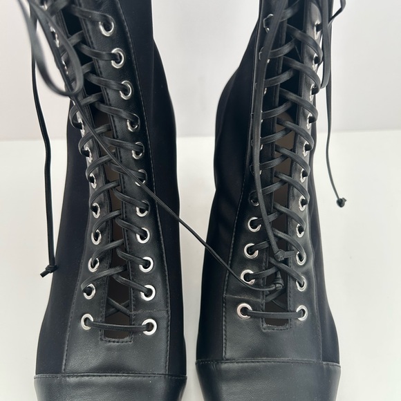 Zara Black Edwardian-Style Lace Up Pointed Heels Boots Size 39 - Picture 4 of 10